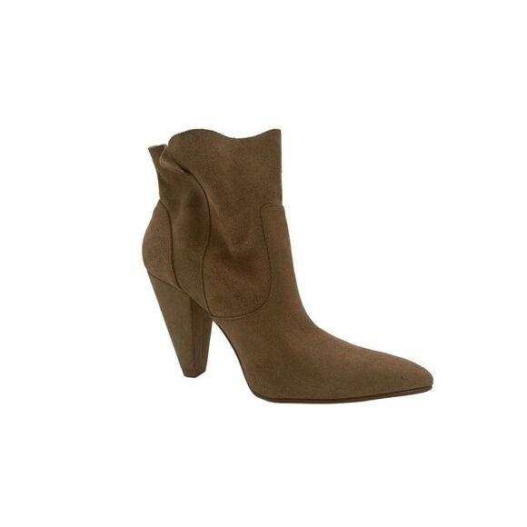 Zara Western Boots Suede Tan Ankle Point Toe Womens Sz US 8.5 Old Money Minimal - Picture 3 of 15